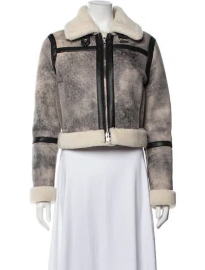 Pre-owned Stand Studio Tweed Pattern Bomber Jacket In Neutrals
