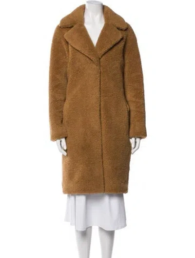 Pre-owned Stand Studio Tweed Pattern Faux Fur Coat In Brown