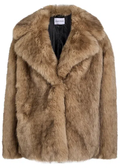 Stand Studio Valentina Faux Fur Jacket In Brown