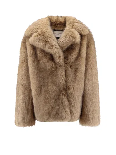 Stand Studio Valentina Faux Leather Coat In Brown