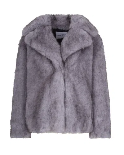 STAND STUDIO VALENTINA SHORT COAT IN PIGEON GREY WITH HIDDEN POCKETS
