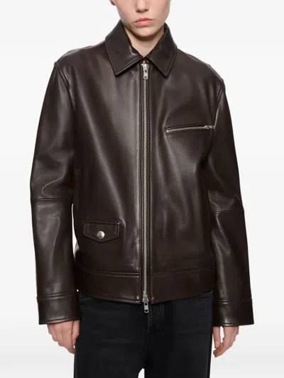 Stand Studio Veda Leather Jacket In Brown