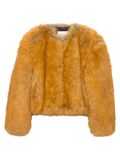 Stand Studio Voluminous Sleeves Crewneck With Side Pockets And Zip Closure (mini) In Marrone