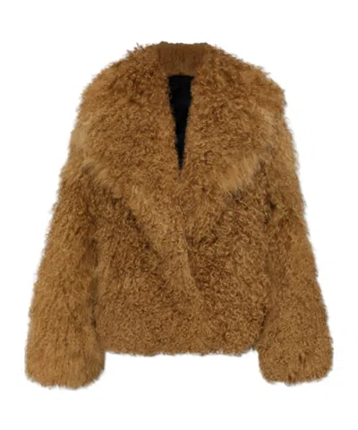 Stand Studio West Shearling Coat In Brown