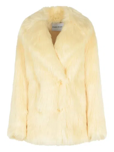 Stand Studio White Acrylic Fur Coat