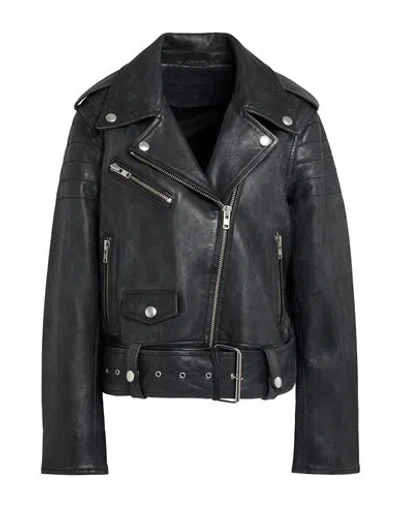 Stand Studio Woman Jacket Black Size 8 Cow Leather