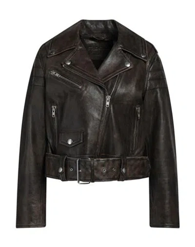 Stand Studio Woman Jacket Dark Brown Size 6 Cow Leather