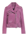 Stand Studio Woman Jacket Mauve Size 2 Leather In Purple