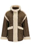 Stand Studio Khaki Dorothy Faux-shearling Down Jacket In Green