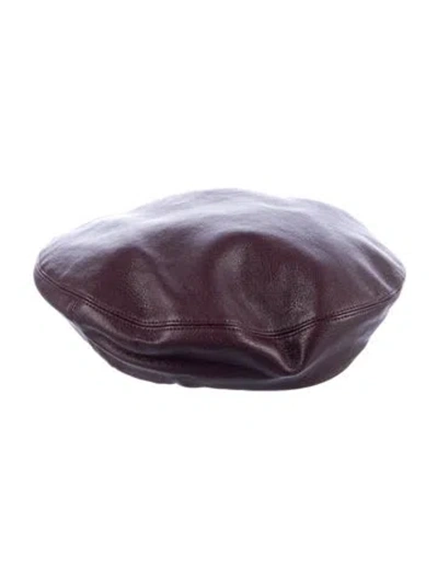 Pre-owned Stand Studio Women's Polyurethane Beret In Burgundy