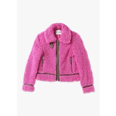 Stand Studio Womens Audrey Curly Jacket In Fuchsia/ebony Brown In Pink