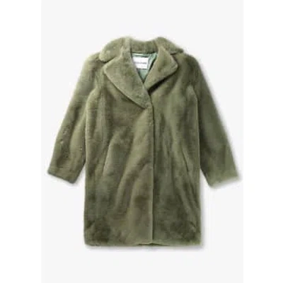Stand Studio Womens Camille Teddy Cocoon Coat In Sage Green