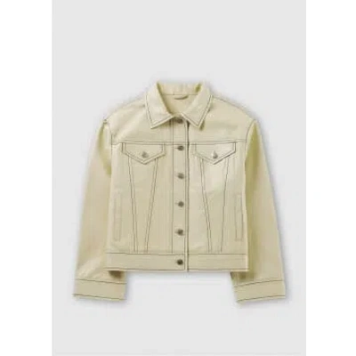 Stand Studio Womens Oversized Leather Jean Jacket In Cream In Yellow