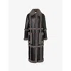 Stand Studio Womens Black Smoke Grey Patrice Patch-pockets Relaxed-fit Faux-leather Coat In Black Smoke Grey