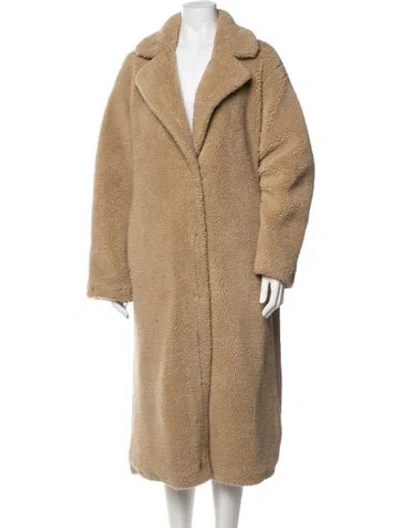Pre-owned Stand Studio Wool Faux Fur Coat In Brown
