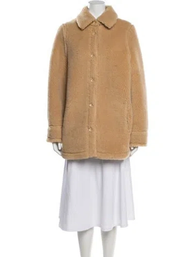 Pre-owned Stand Studio Wool Faux Fur Coat In Neutrals