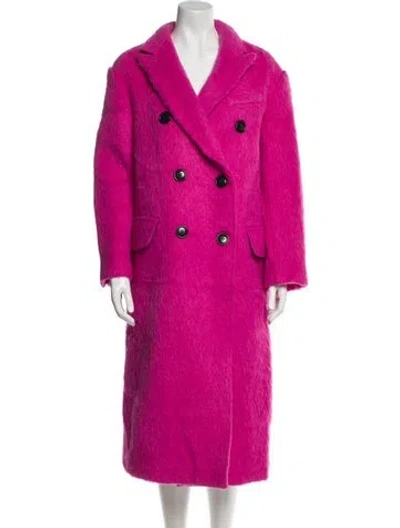 Pre-owned Stand Studio Wool Faux Fur Coat In Pink