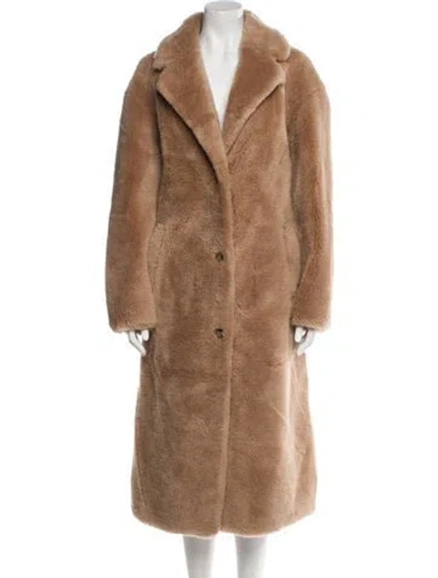 Pre-owned Stand Studio Wool Faux Fur Coat W/ Tags In Neutral