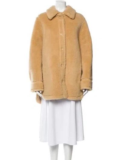 Pre-owned Stand Studio Wool Faux Fur Jacket W/ Tags In Neutral
