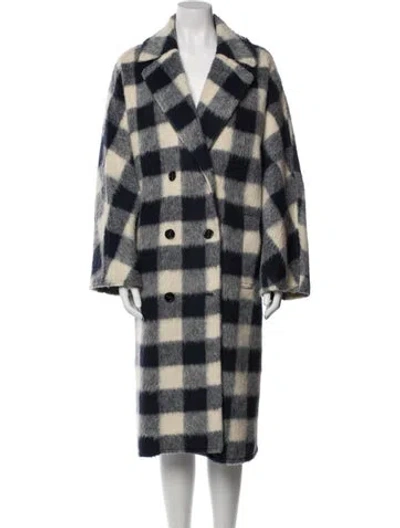 Pre-owned Stand Studio Wool Patterned Coat In Blue