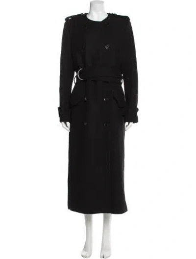 Pre-owned Stand Studio Wool Trench Coat In Black
