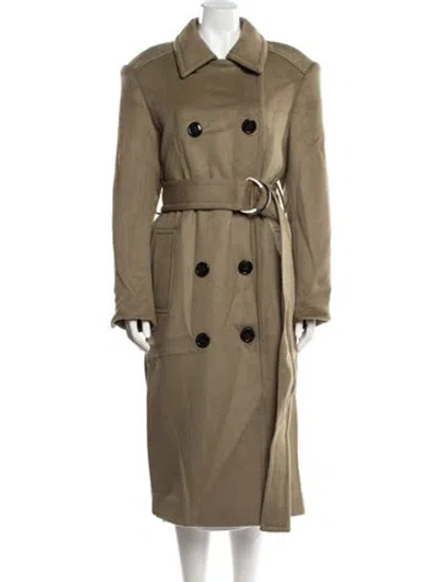 Pre-owned Stand Studio Wool Trench Coat In Green
