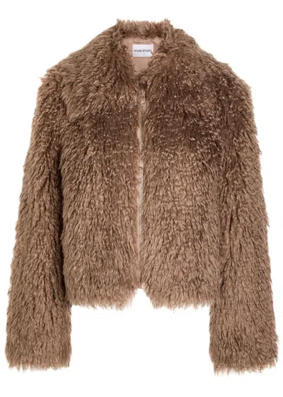 Stand Studio Zaylee Faux Fur Jacket In Brown