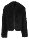 Stand Studio Plush Cropped Faux Fur Jacket In Black