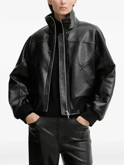 Stand Studio Zip Funnel-neck Jacket In Black