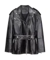 Stand Studio Belted Zip-front Leather Jacket In Black