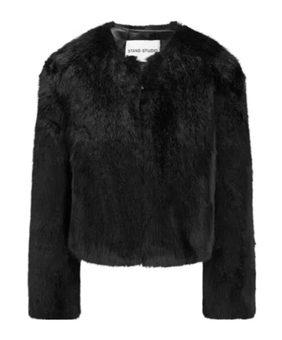 Stand Studio Zip-up Faux Fur Jacket In Blue