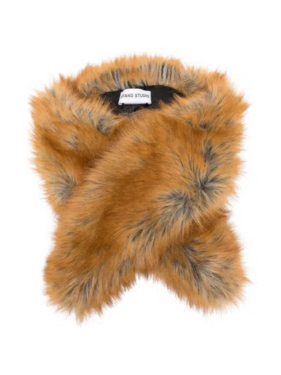 Stand Studio Zofia Faux Fur Scarf In Beige