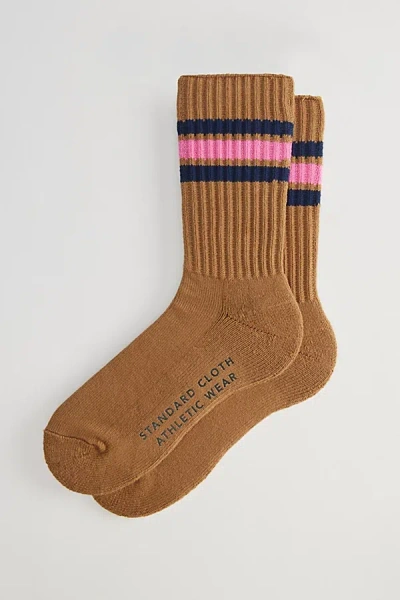 Standard Cloth Athletic Stripe Crew Sock In Gold, Men's At Urban Outfitters