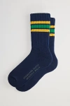 Standard Cloth Athletic Stripe Crew Sock In Navy, Men's At Urban Outfitters