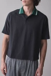 Standard Cloth Boxy Cotton Polo Shirt Top In Black, Men's At Urban Outfitters