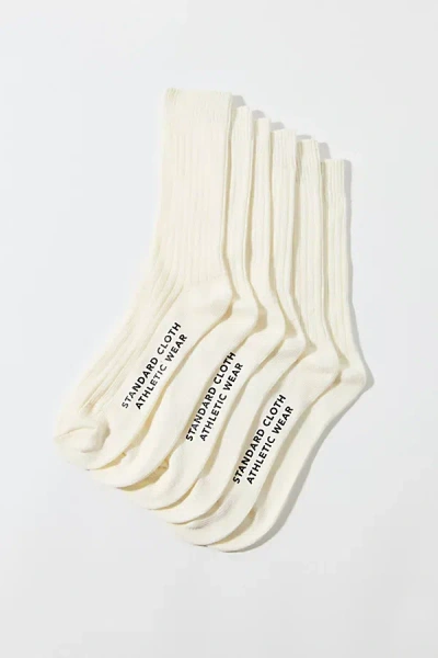 Standard Cloth Classic Trouser Crew Sock 3-pack In Cream, Men's At Urban Outfitters In Neutral