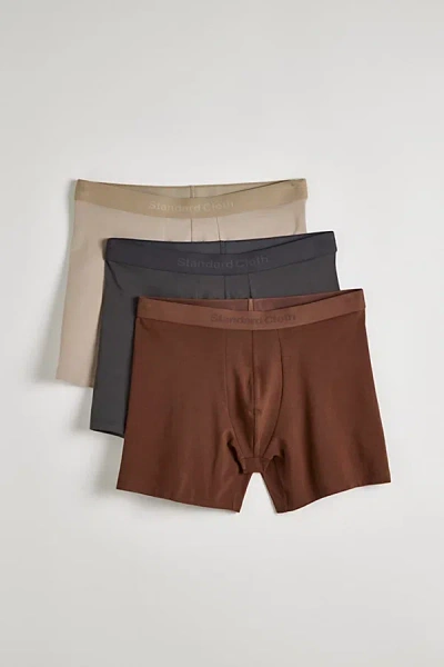 Standard Cloth Cotton Boxer Brief 3-pack In Dark Brown, Men's At Urban Outfitters