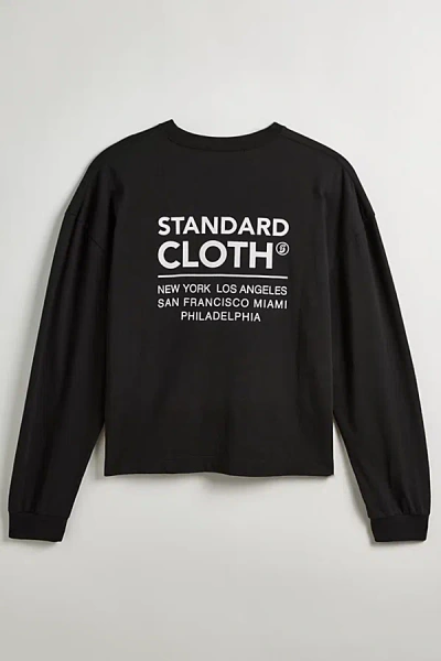 Standard Cloth Foundation Long Sleeve Graphic Tee In Black, Men's At Urban Outfitters