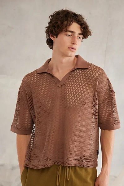 Standard Cloth Foundation Mesh Polo Shirt Top In Thrush, Men's At Urban Outfitters