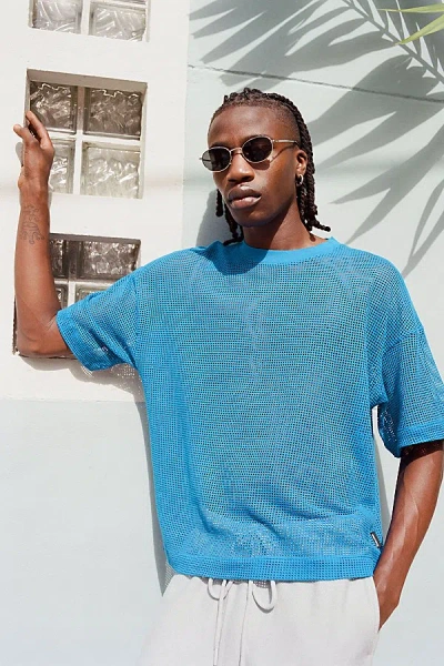 Standard Cloth Foundation Mesh Cropped Tee In Blue, Men's At Urban Outfitters