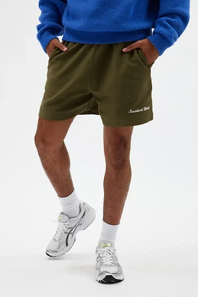 Standard Cloth Foundation Reverse Cotton Terry Short In Olive, Men's At Urban Outfitters