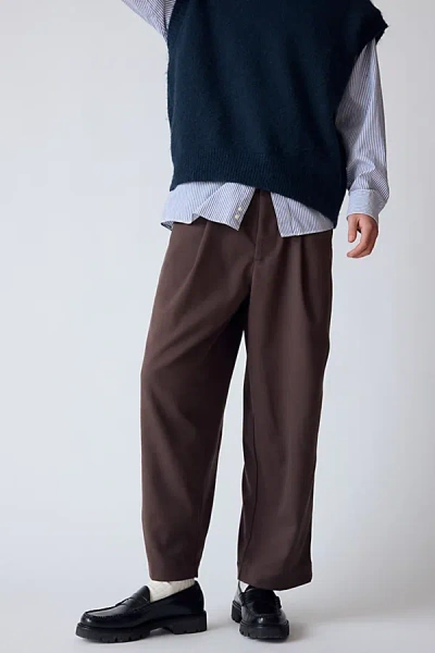 Standard Cloth Jason Cropped Pleated Trouser Pant In Chocolate, Men's At Urban Outfitters