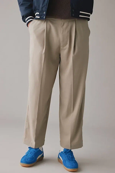 Standard Cloth Jason Cropped Pleated Trouser Pant In Light Grey, Men's At Urban Outfitters
