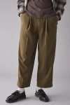 Standard Cloth Jason Cropped Pleated Trouser Pant In Olive, Men's At Urban Outfitters