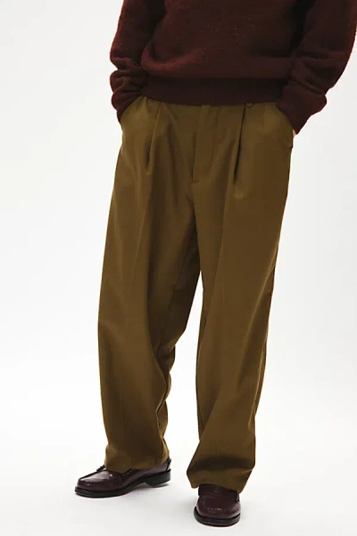 Standard Cloth Jason Relaxed Pleated Trouser Pant In Olive, Men's At Urban Outfitters