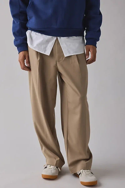 Standard Cloth Jason Relaxed Pleated Trouser Pant In Neutral, Men's At Urban Outfitters In Brown