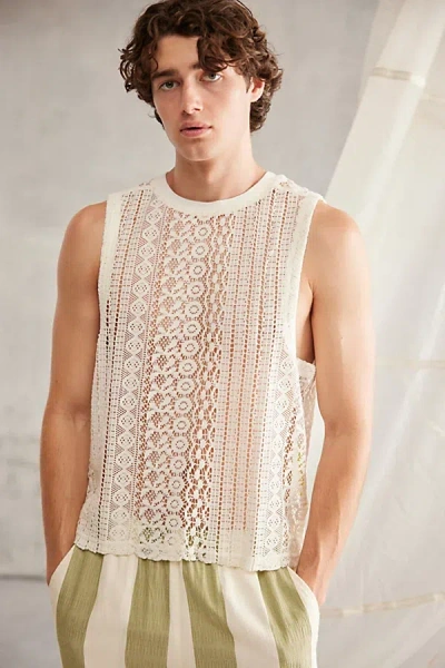 Standard Cloth Jock Lace Tank Top In White, Men's At Urban Outfitters