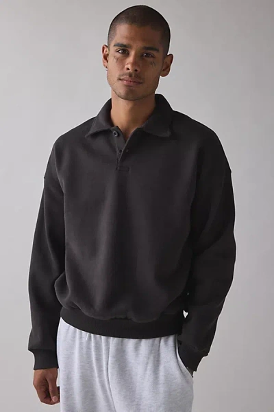 Standard Cloth Jump Shot Cocoon Rugby Shirt Top In Black, Men's At Urban Outfitters