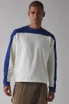 Standard Cloth Jump Shot Colorblock Long Sleeve Tee In White/blue, Men's At Urban Outfitters In White