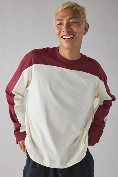 Standard Cloth Jump Shot Colorblock Long Sleeve Tee In White/red, Men's At Urban Outfitters In Yellow